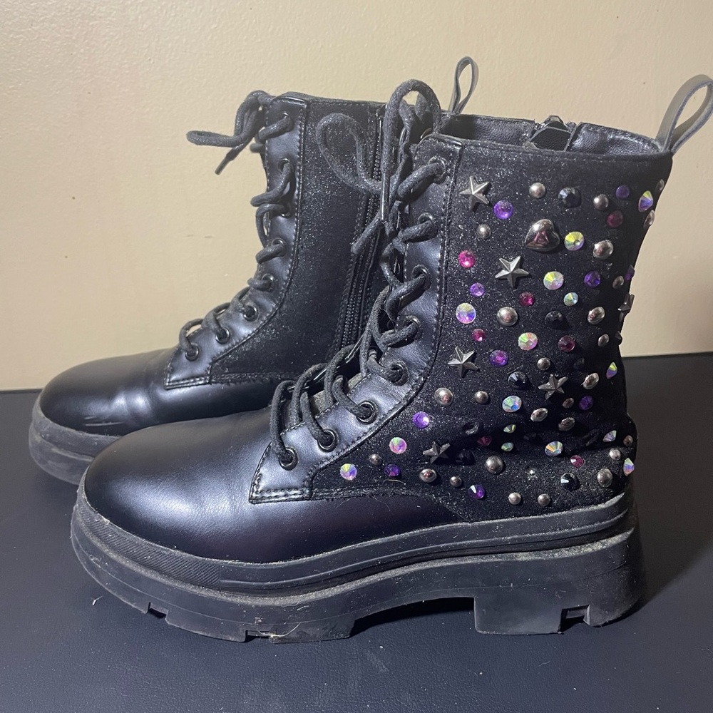Steven Madden Studded Black Combat Boots Girl size 3